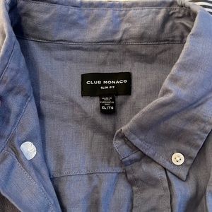 Club Monaco Ocean Blue Linen Button Down